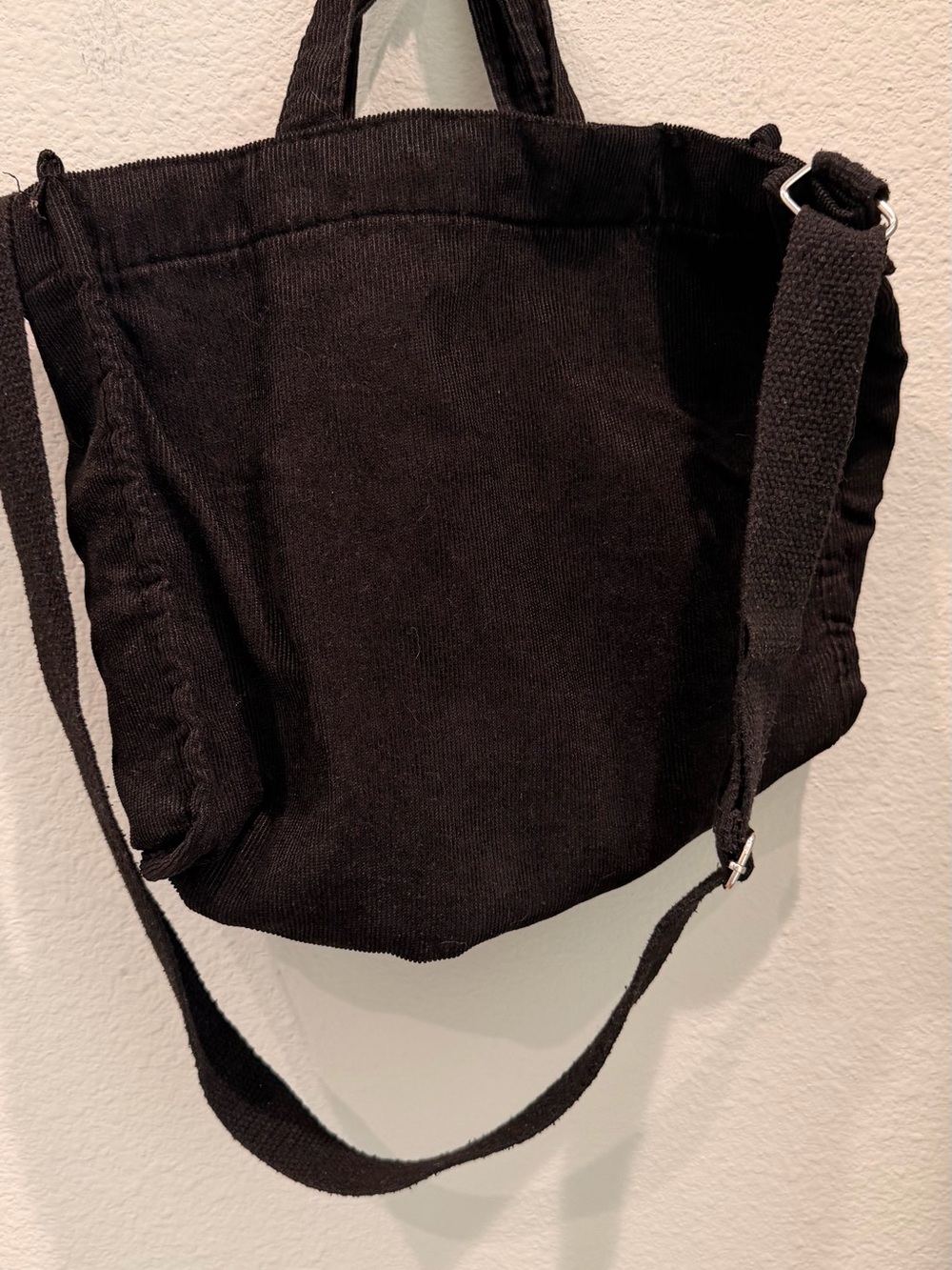 Classic Black Canvas Crossbody Tote Bag - Unisex